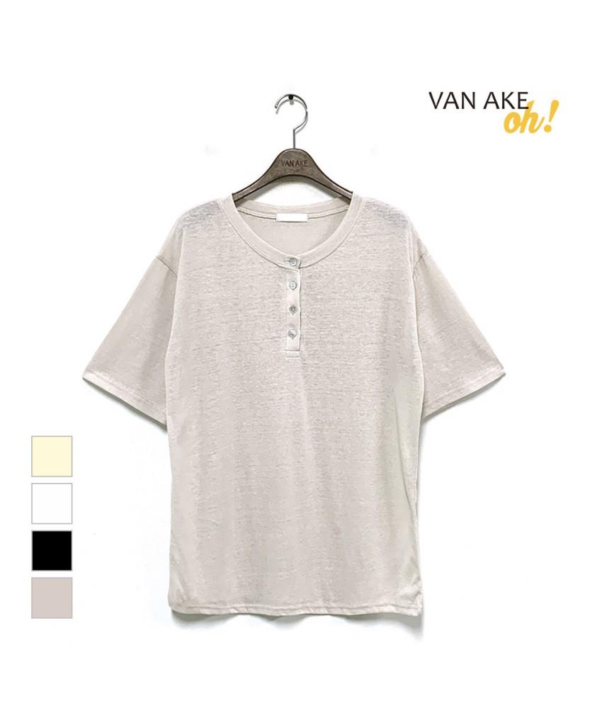 VANAKE Romy Linen Button T-Shirt_Ob14Tsme33Z