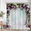 Modern Garden Landscape Shower Curtain Flower Plant Courtyard Bathroom Decoration Polyester Fabric Bathtub Shower Curtain