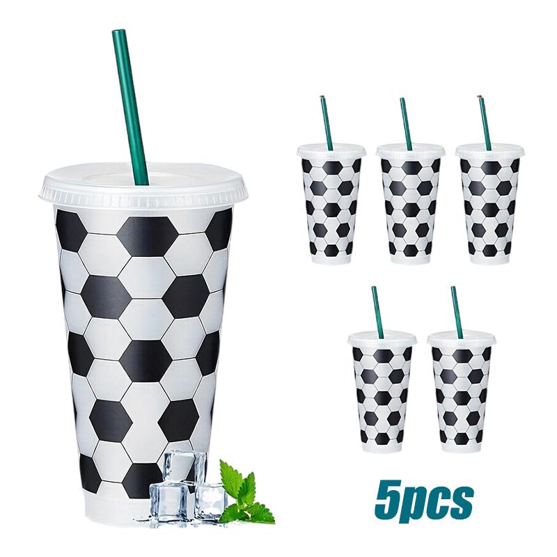 

5/10 шт. Пластиковые футбольные стаканы оптом Многоразовый стакан с крышкой и трубочкой Спортивные подарки для тренера, болельщика, мужчин, женщин Подарки для футбольной команды as the picture