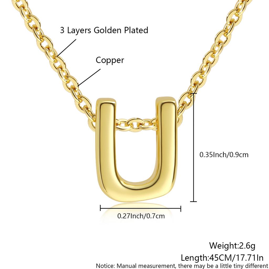 26 Large Capital English Letter Necklace Polished Smooth Hole-Punched Pendant Fine Chain Women's Item