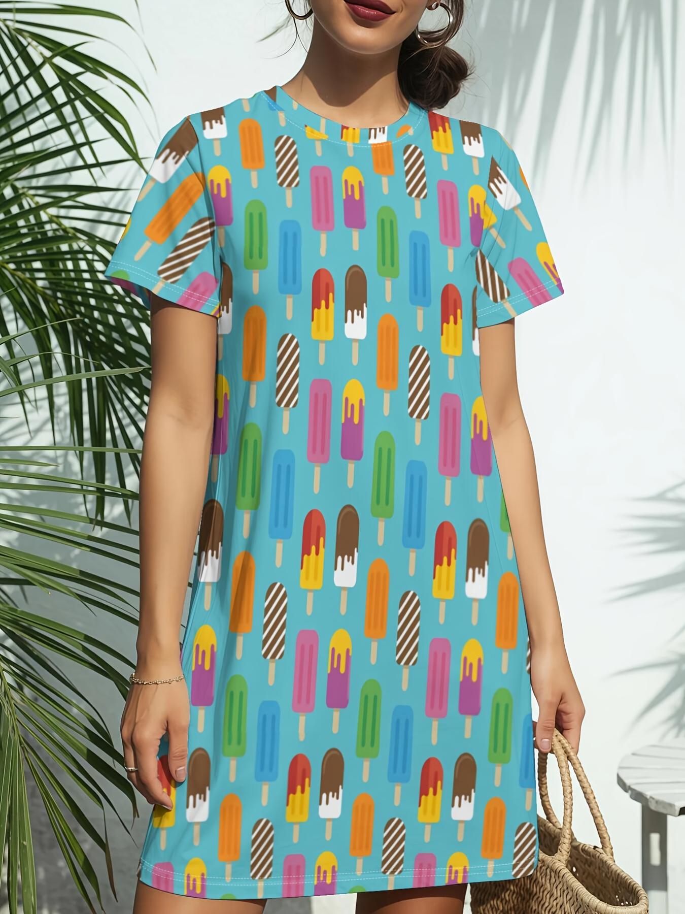 

Short Sleeve Crew Neck Dress for Women. Featuring a Trendy American Digital Print. Ideal for Casual Wear in Spring And Summer. This Elegant And Styi 5XL дубильна кора