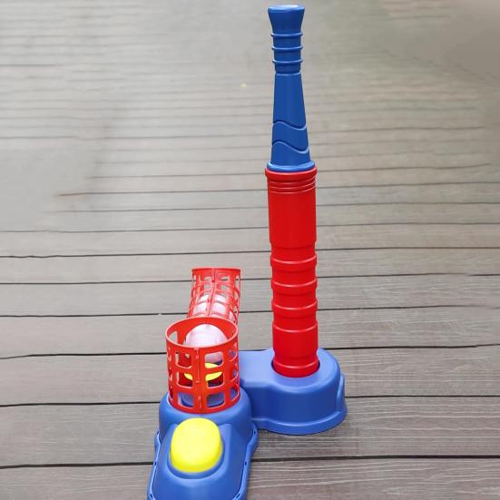 T-Ball Set for Kids Ball Launcher T Ball Stand Baseball Bat And 6 Baseballs Set Toddlers Outdoor Toys for Boys Girls