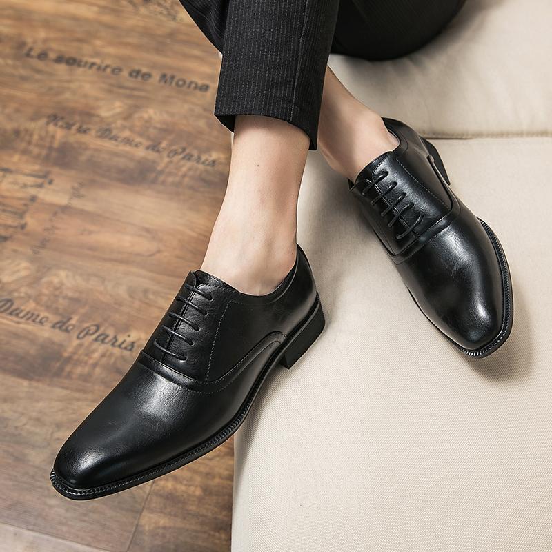 Роскошные брендовые черные кожаные деловые туфли для мужчин — фото 4