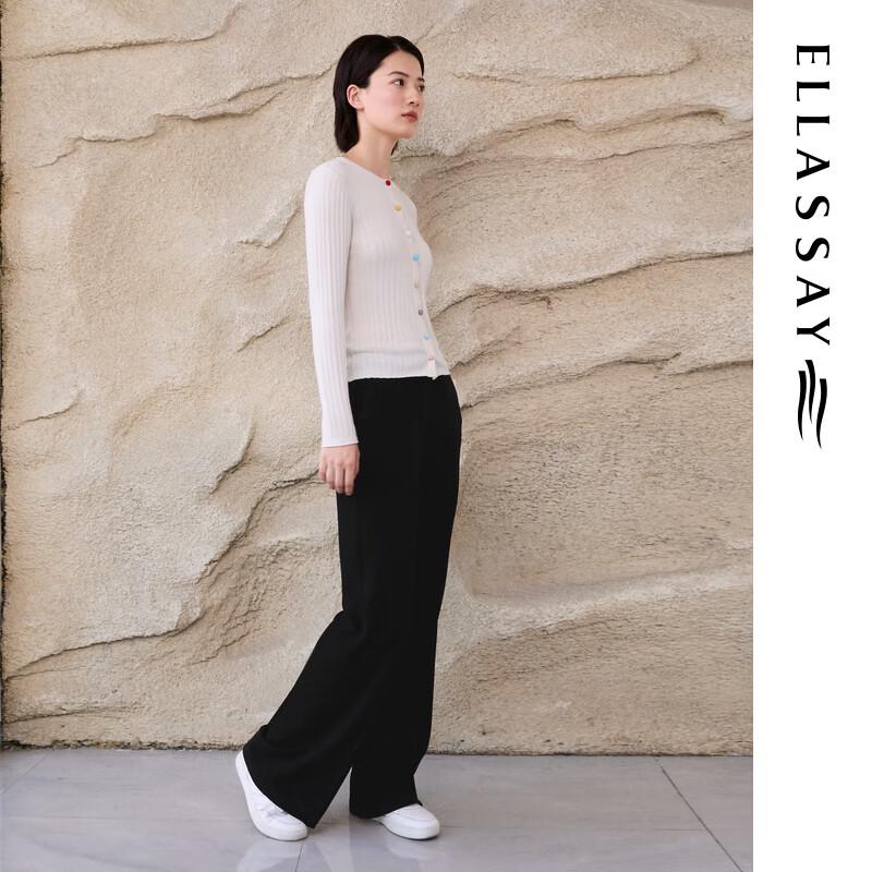 ELLASSAY Women's Merino Wool Cardigan with Iridescent Buttons