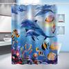 Vibrant Ocean Life Waterproof Shower Curtain For Bathroom Decor, Featuring Dolphins, Tropical Fish, And Colorful Coral Reefs