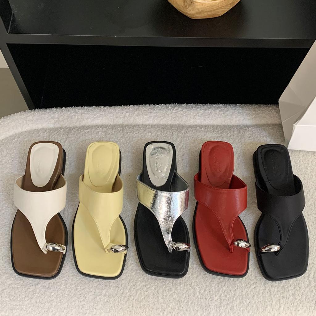 Wedge Heel Slippers Pinch Sandals Women's Shoes Summer Wear Beach Shoes Silver Sandals Roman Shoes Women's Shoes