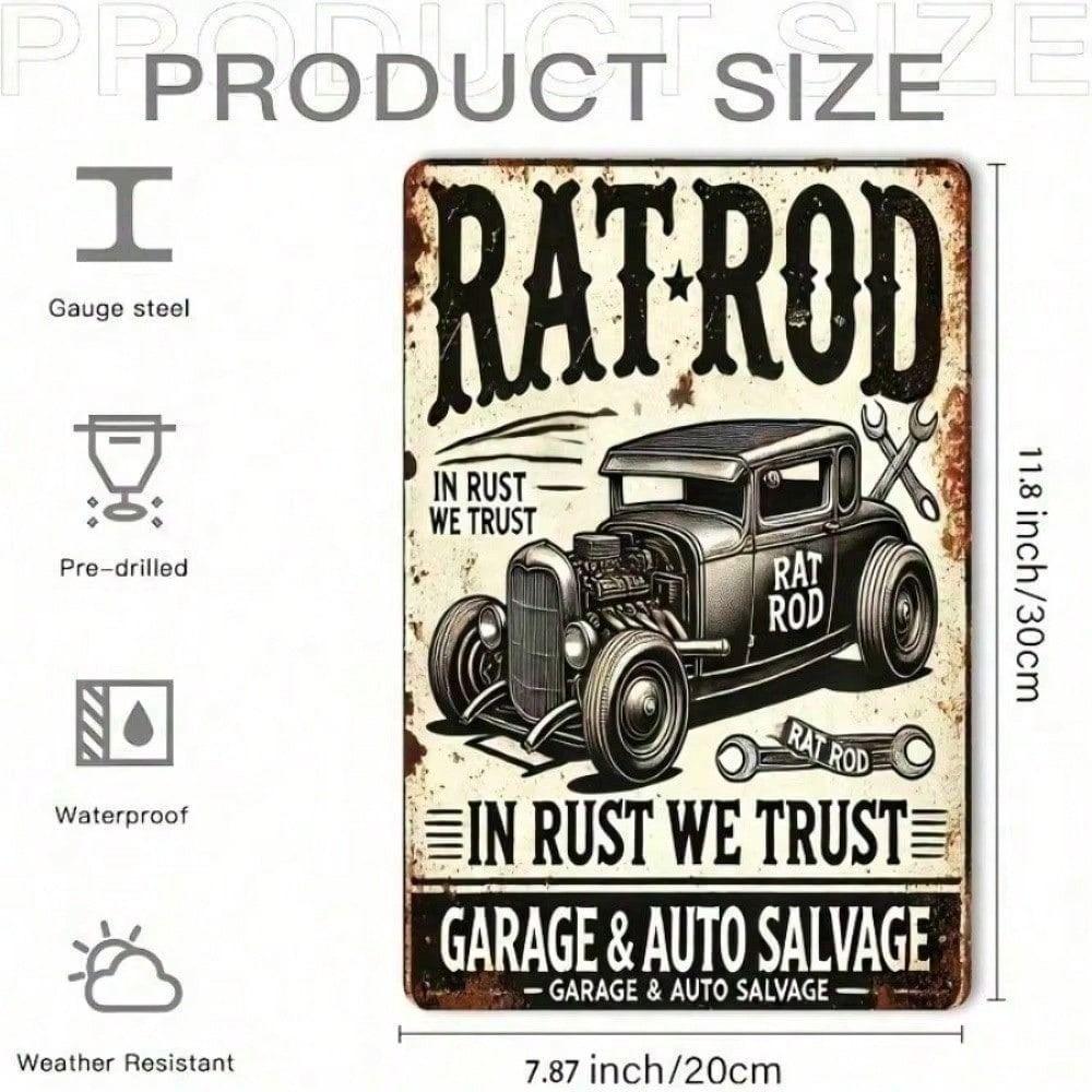 Vintage Metal Wall Art Garage Sign Heavy Duty Iron Poster Decor 20x30 Inch
