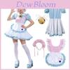 Dienstmädchen-Outfit aus Polyesterstoff mit niedlicher Schürze und Glöckchen für Halloween-Cosplay-Fans