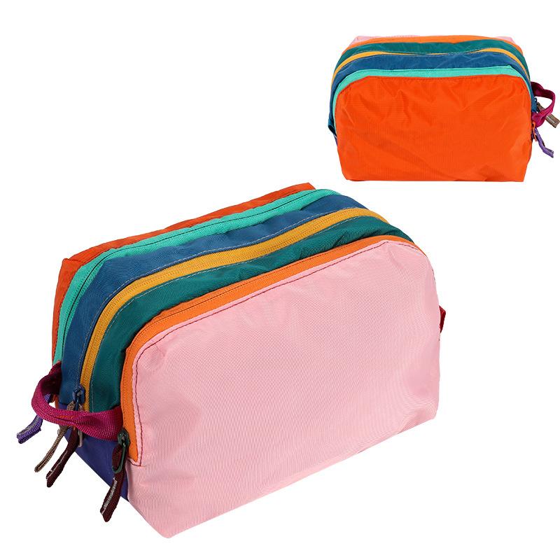 Colorful Patchwork Crossbody Bag Multi Zipper Cosmetic Toiletry Bag With Woven Strap Shoulder Bag For Women Gifts