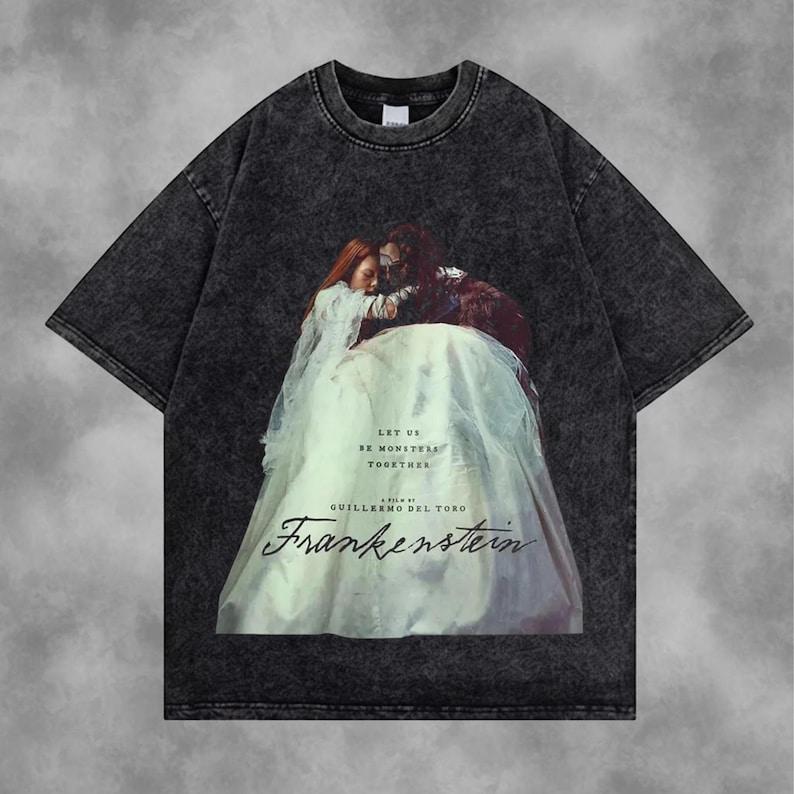 Frankenstein Washed Tshirt Retro FashionYear round clothing personality Clothes Plus Size Unisex NewModel Couples high quality S