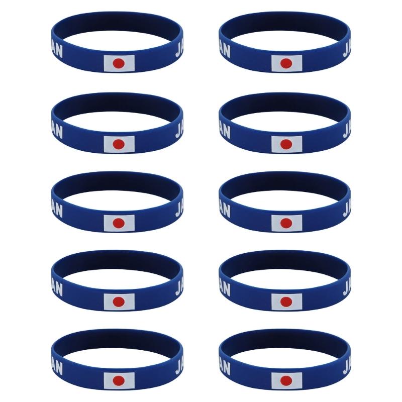 Set Of 10 Piece Vibrant Silicone Wristbands With 2026 Sports Event Country Flags Ideal For Gifts And Parties