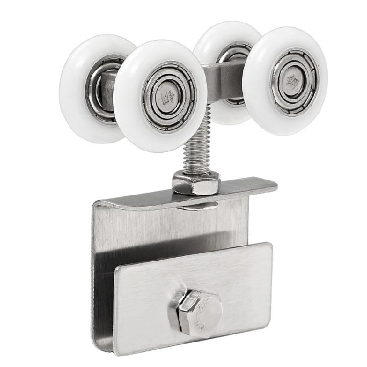 2Pcs Universal Shower Glass Door Rollers Corrosion Resistant Four Wheel Hanging Pulley Roller for Bathroom Doors