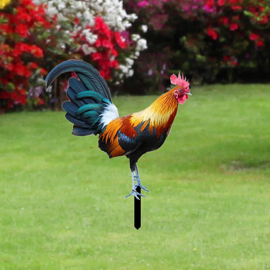 Garden Stake Chicken Ornament Lifelike Sculpture Acrylic Standing Animal Statue Yard Art for Pathway