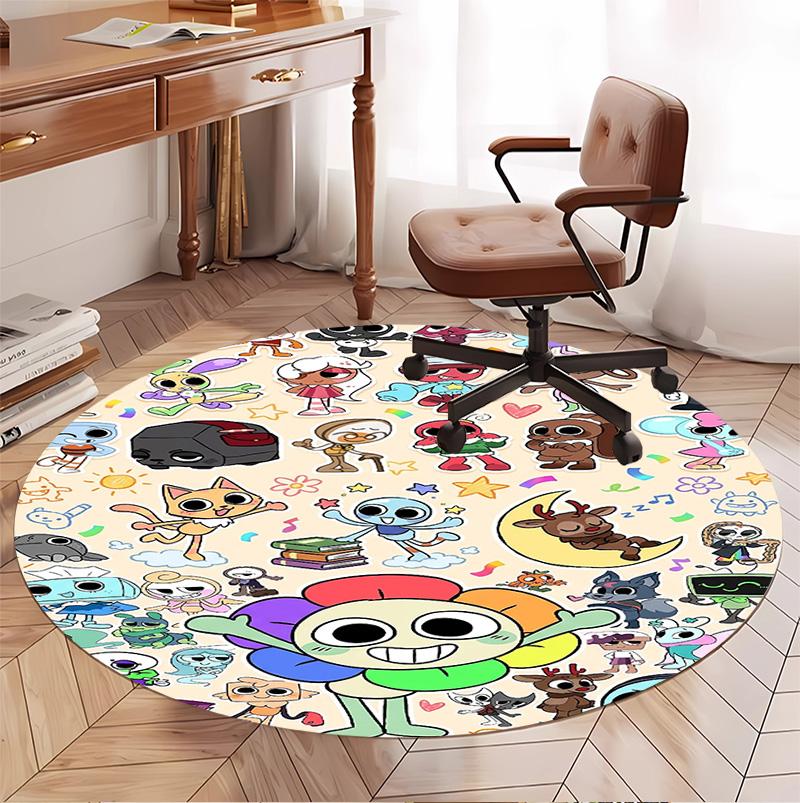 Dandy's World Pattern Round Rug, Indoor/Outdoor Mat, for Picnic, Gameroom, Bedroom, Office, Living Room, Home Decor Carpet, Birthday Gift
