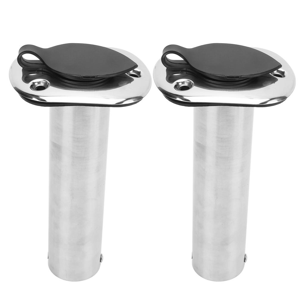 2pcs Boat Fishing Rod Holder 8.5in 316 Stainless Steel UV PVC Liner 90 Degrees  Flange Flush Mount for Yacht