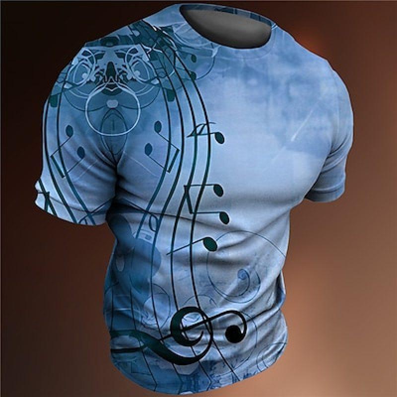 

Мужская футболка Футболка с рисунком Музыкальные ноты Круглый вырез Одежда Одежда 3D-принт Повседневная одежда с коротким рукавом с принтом Винтажная мода Дизайнер 2XL