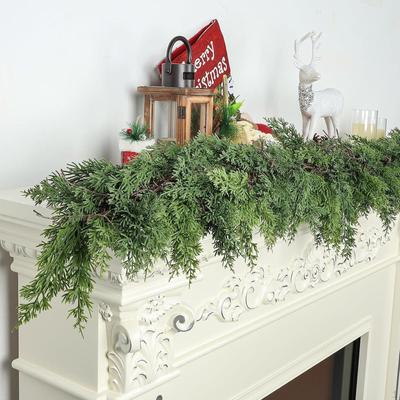 5.9 Feet Christmas Garland Artificial Wreath Lifelike Ideal Gift Xmas Decoration Hanging Ornament