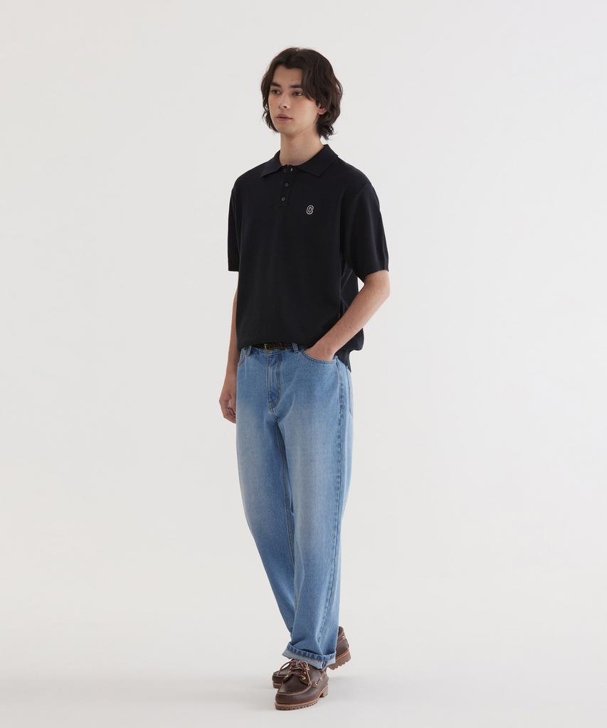 COVERNAT C Logo Collar Half Knit Dark Navy