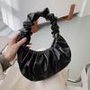 Fashi Pleated Handlebags for Women PU Cloud Bags Leisure Armpit Bag Shopping Shoulder Bags Dumpling Handbag Female Hand Bags