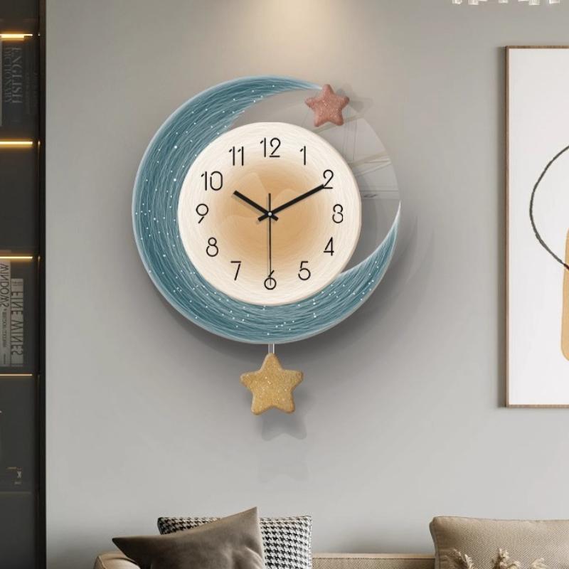 LED Light Wall Clock Dining Room Living Moon The Earth Modelling Silent Movement Bedroom Clock Wall Decoration Home Gifts