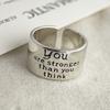 925 Silver Rings For Women Men Wide Vintage Letters Open Ring For Birthday Party Gift