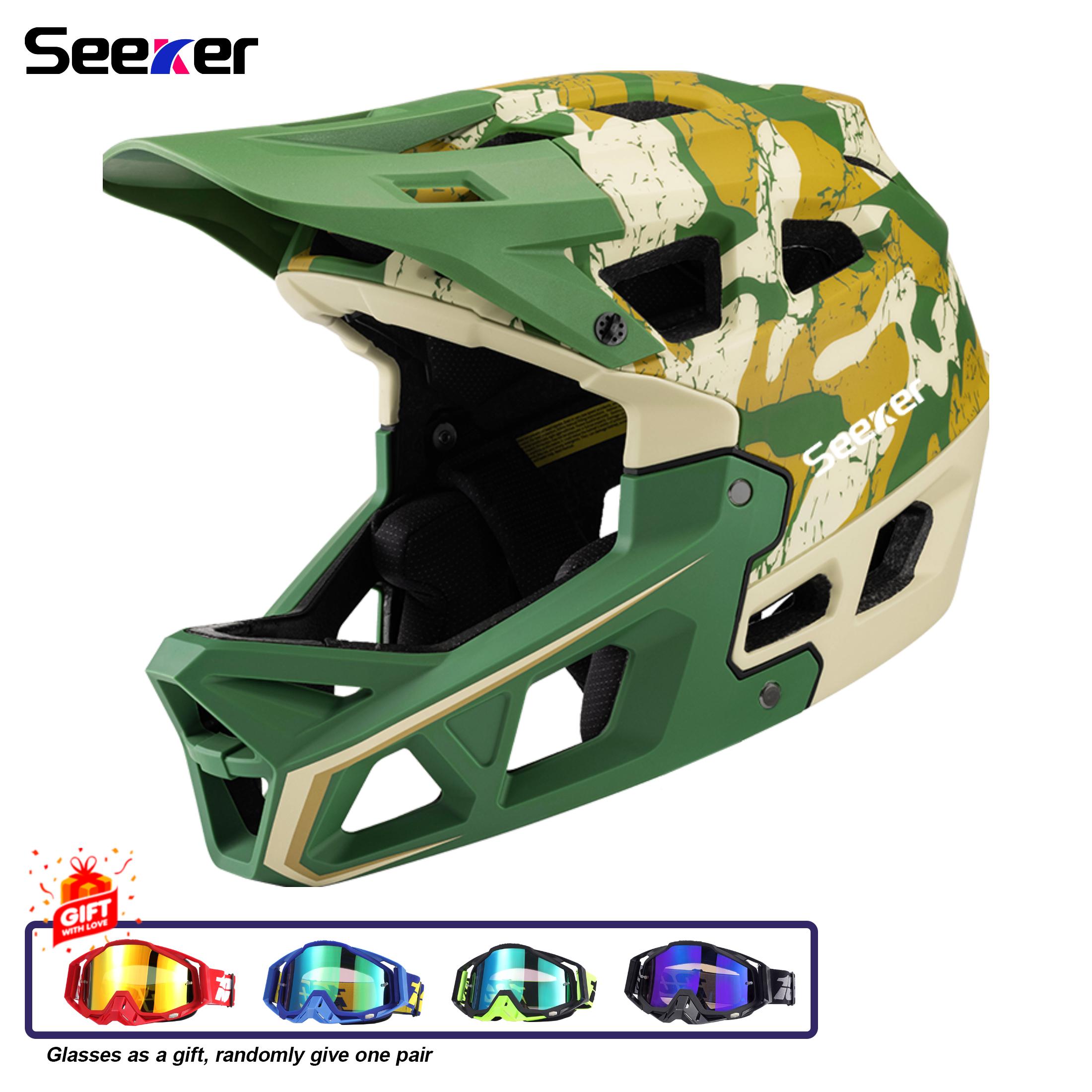 

Seeker Mtb Mountain Bike Helmet Lightweight Breathable Speed Downhill Full Helmet Outdoor Adult Men And Women Cycling Helmets M(55-58CM) камуфляж зелений колір