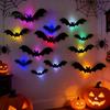 Fledermaus-Dekorationen Halloween 3D Beleuchtete Wanddekoration, Abnehmbare Filz Fledermaus Aufkleber, Verschiedene Mysteriöse Heimdekorationen Größe, LED Leuchtende Clings für