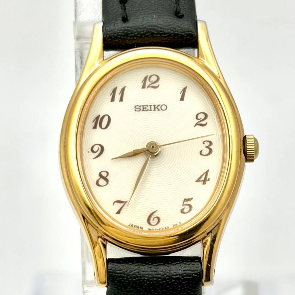 SEIKO Watch Gold Oval 3D0358 New Strap [New Battery] Ladies' 1N01-0AW0