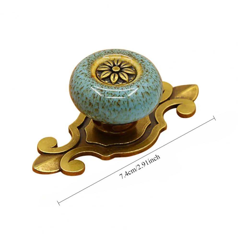 Fashion Pull Handle Ceramic Knob Door Metal Vintage Flower Door Cabinet Cupboard Wardrobe Drawer Furniture Decor
