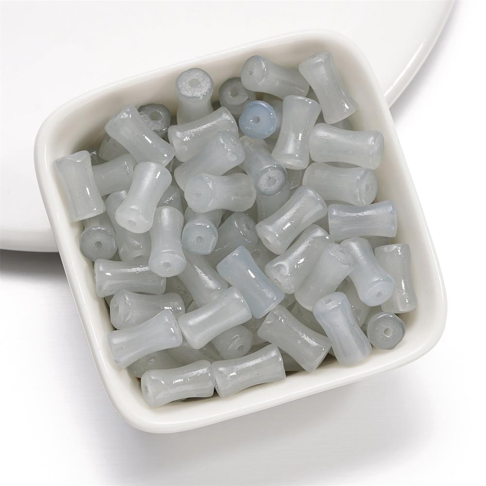 30Pcs 6.5x11.5mm Imitation Jade Bamboo Joint Charm Glass Loose Beads for DIY Handmade Jewelry Bracelet Necklace Making Supplies