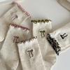 Women's autumn bowknot lace ruffle socks - dot pattern cotton long socks