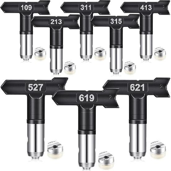 8 Pcs Spray Tips for Paint Airless Paint Sprayer Tips Reversible Airless Spray Nozzles Machine Part for Homes Buildings Decks(211, 215, 311, 315,