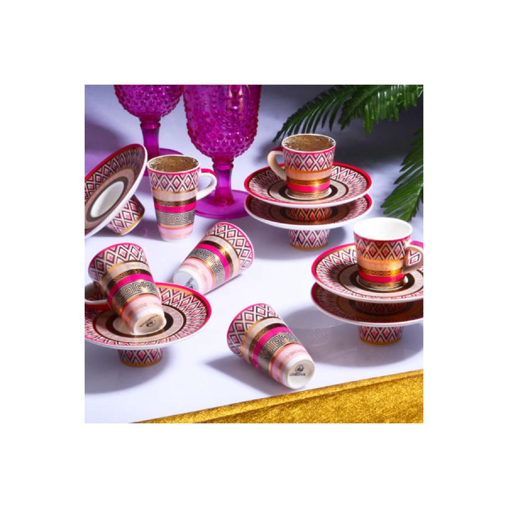 Zestaw 6 filiżanek do kawy ze spodkiem i nóżką