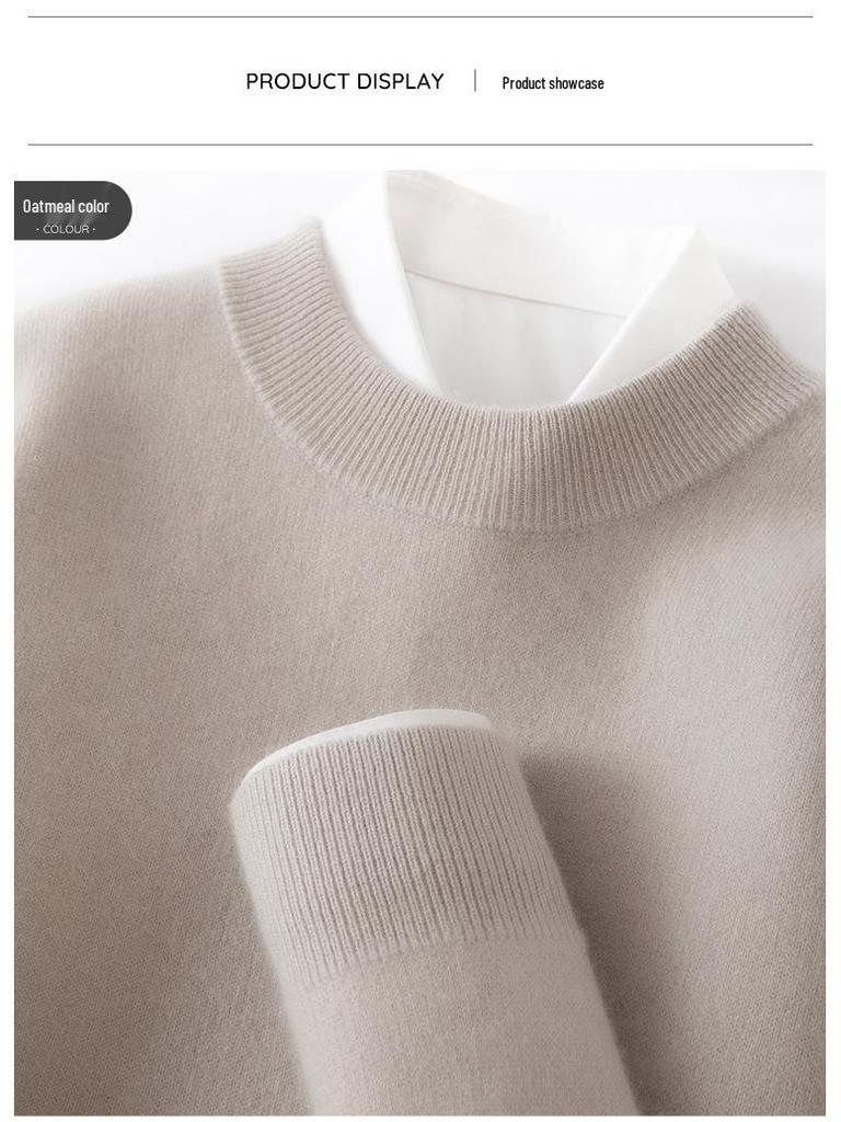 Men's Cashmere Half-High Neck Thick Knit Casual Pullover Sweater