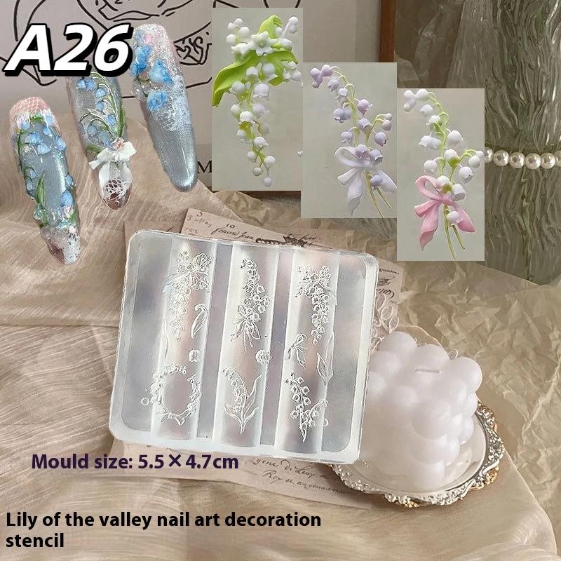 1Pc Chain Ice Flower Butterfly 3D Acrylic Mold Nail Art Decorations Diy Design Silicone Nails Mold