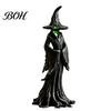 Resin Magic Figurine Halloween Witch Statue, LED Light Up Gothic Figurine, Haunted House Prop Dark Fantasy Mysterious Sculpture for Desktop Bookshelf