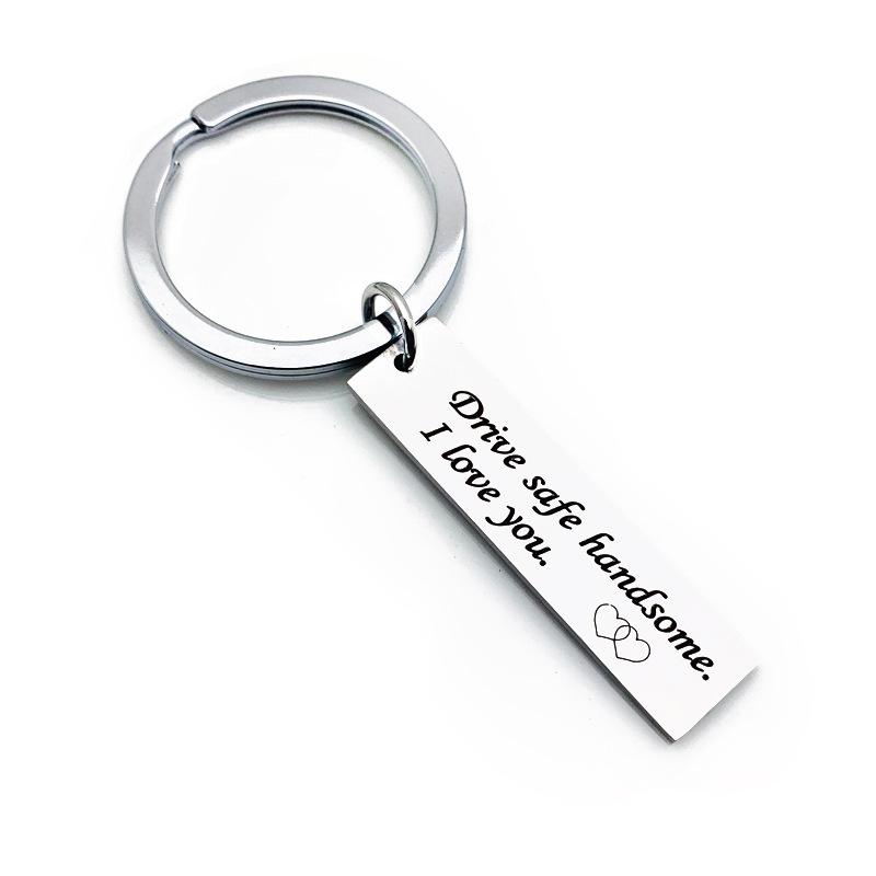 Drive Safe Stainless Steel Keychain Romantic Safety Reminder Stylish Car Key Pendant Practical Gift for Him