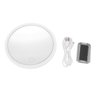 10X Travel Makeup Mirror with Light 6 Inch 3 Color Lights Dimmable LED Hanging and Handheld Mirror with Suction Up White