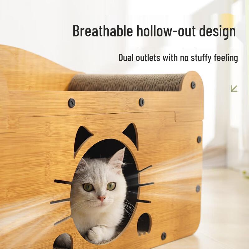 Double-Layer Cat Head Sofa Cat Bed with Scratch Board
