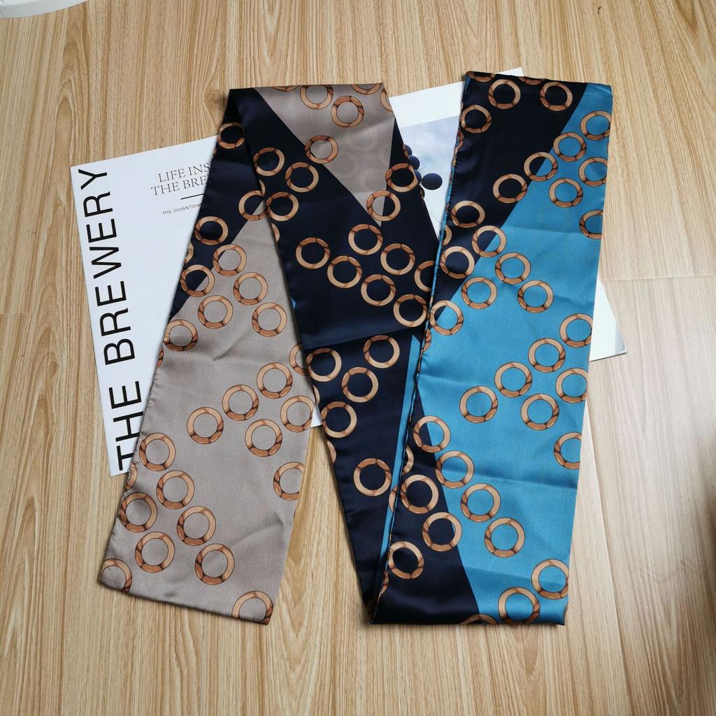 Long small silk scarf women's fashion versatile decorative streamer Korean version thin scarf thin and narrow long custom silk scarf scarf scarf