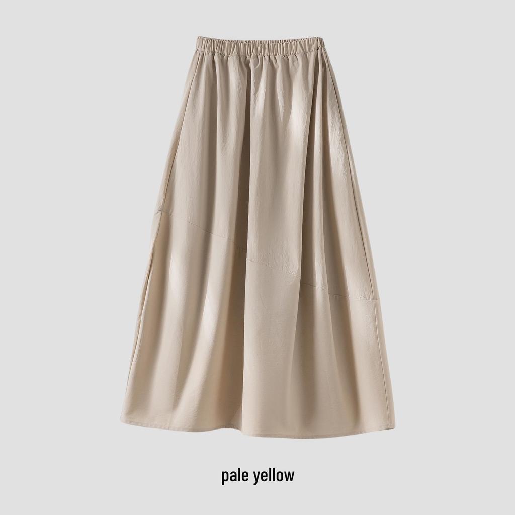 Rong Tai Women's Spring 2026 A-Line Cotton Skirt - Breathable Elastic Waist with Large Hem