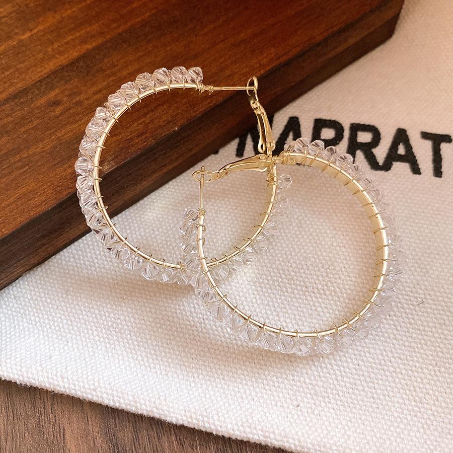 

Korean version of fashion silver needle colored glass plain ring earrings light luxury high-end earrings design temperament versatile earrings