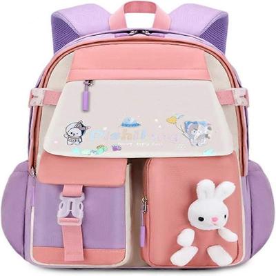 Sac à dos d'école pour enfants ultraléger Sacs d'école avec bande réfléchissante Filles Garçons pour Voyage en plein air École Sortie de printemps Sacs à dos Rose mauve