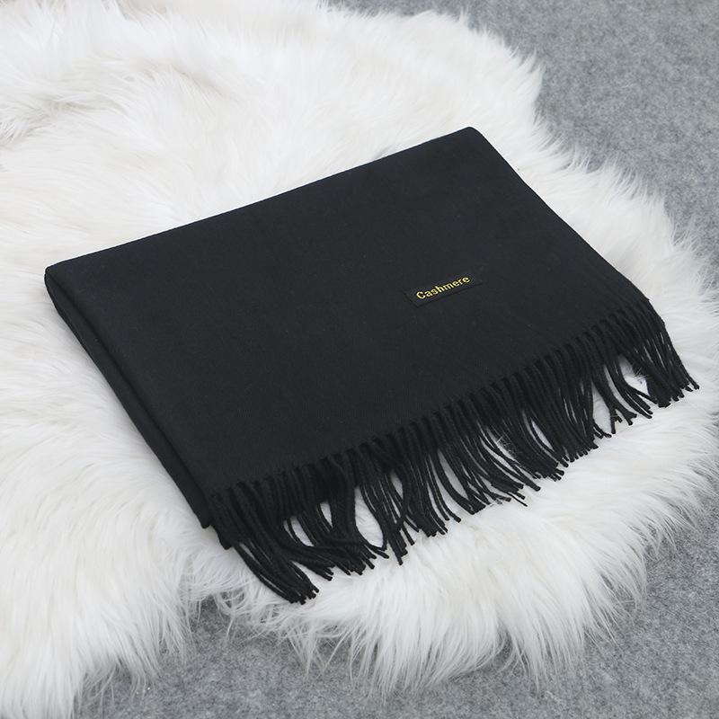 70 * 190cm Autumn And Winter New Imitation Cashmere Solid Color Scarf, Big Red Solid Color Shawl, Warm Dual-Use Scarf For Women