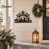 Iron Wall Hanging Art Nativity Scene Silhouette Decoration, Metal Manger Ornament for Indoor Waterproof Christmas Yard Sign and Outdoor Home