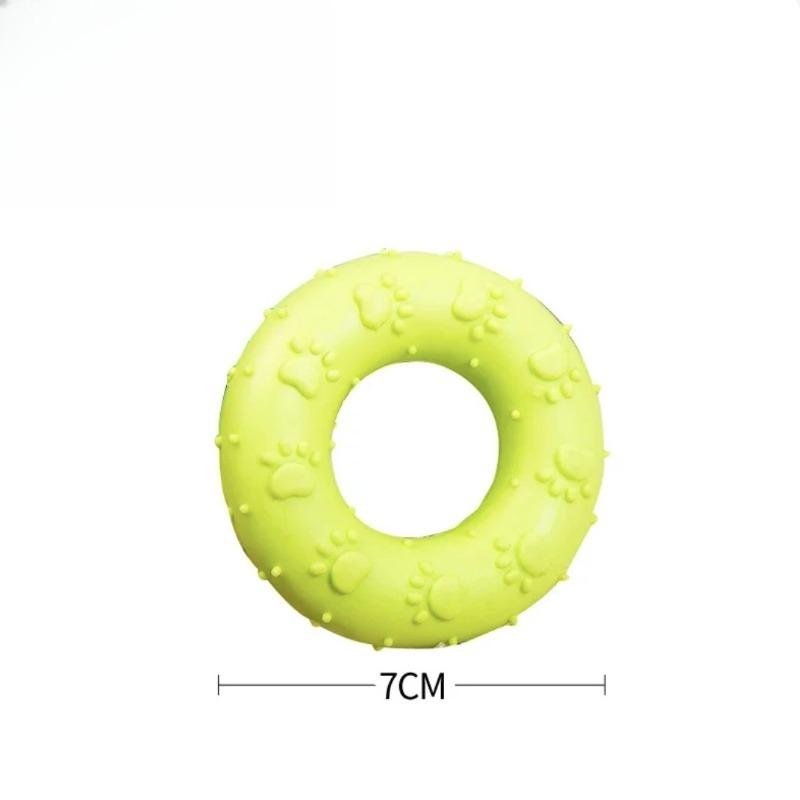 TPR Paw Print Donut Dog Chew Toy Eco‑friendly Molar Teeth Cleaning Bite‑resistant Ring Toy For Dogs