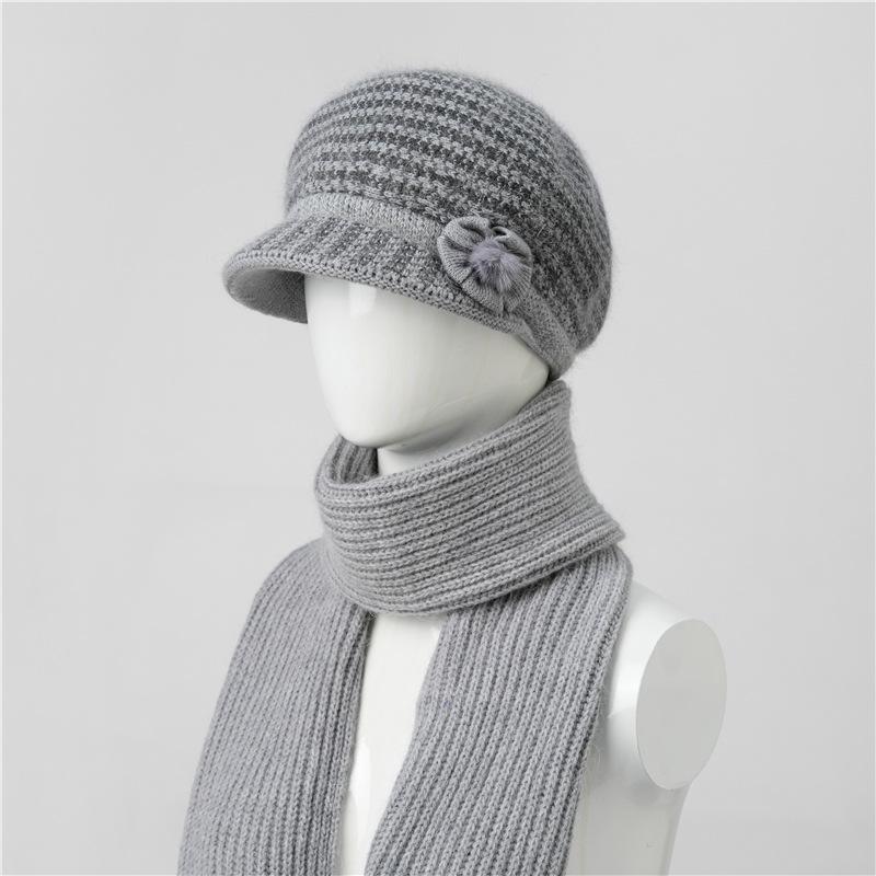 Autumn and winter hats Women's knitted hats Fleece warm wool hats Cold-proof cotton hats