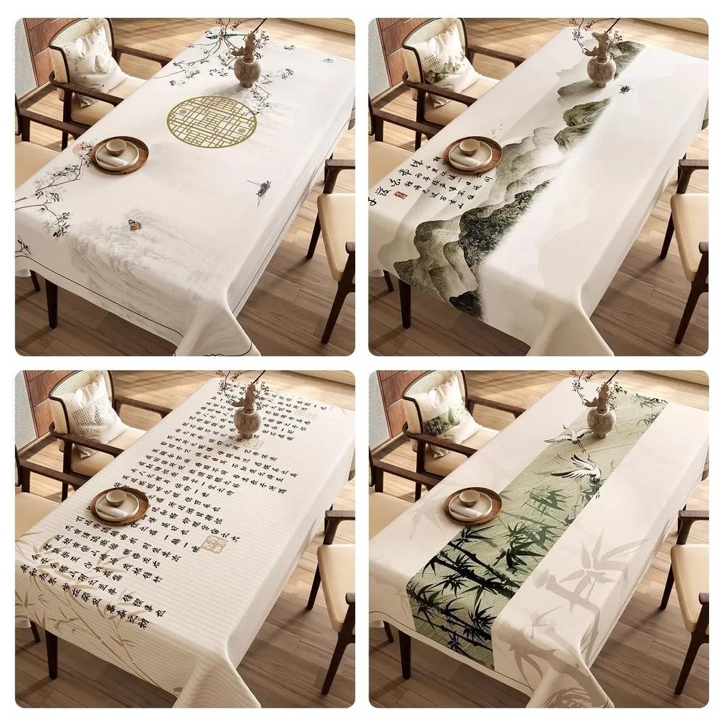 Chinese Landscape Printed Table Cloth High End Chinese Style Tea Table Cover Cloth Flower Landscape Lint Dustproof Table Mat