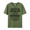 I M A Lucky Son Of Awesome Mom She Was Born In April Funny Shirt Christmas Camisetas Hombre Loose Oversized T Shirt Funny