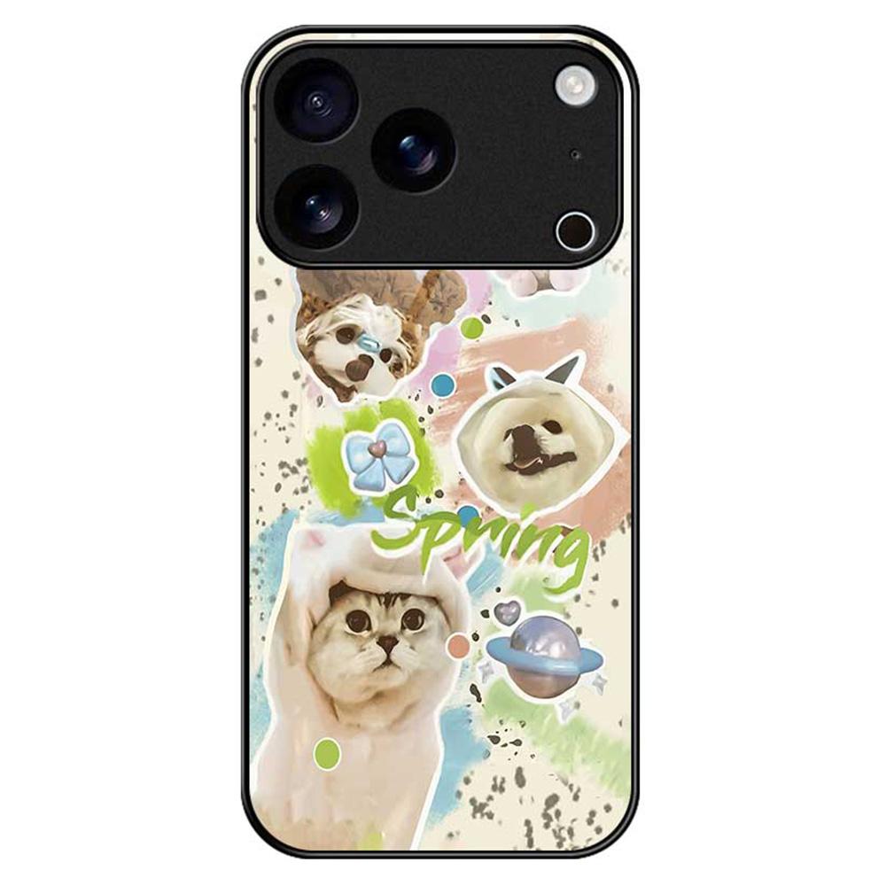 For iPhone 17 Pro Max Case TPU PC Tempered Glass Pattern Printing Anti Drop Phone Back Cover